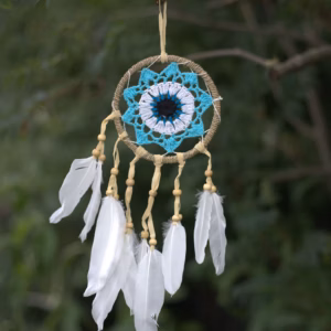 Attrape - Rêves en Macramé Bleu Pastel 12cm - Toutes les Couleurs