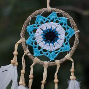 Attrape - Rêves en Macramé Bleu Pastel 12cm - Toutes les Couleurs