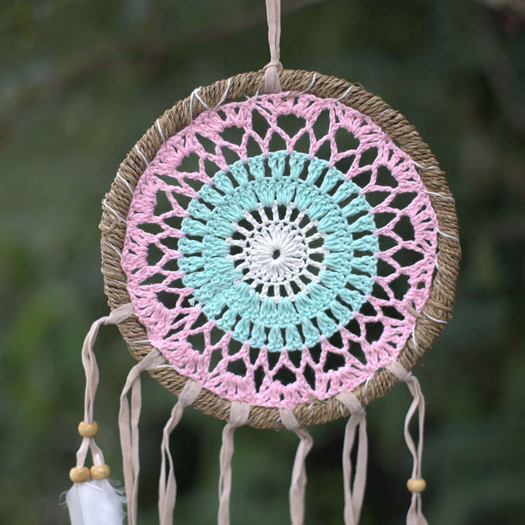 Makramee - Traumfänger - Pastellrosa - 16cm - Sortierte Farben 2 Makramee - Traumfänger - Pastellrosa - 16Cm - Sortierte Farben