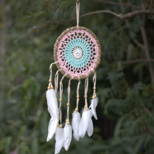 Makramee - Traumfänger - Pastellrosa - 16cm - Sortierte Farben