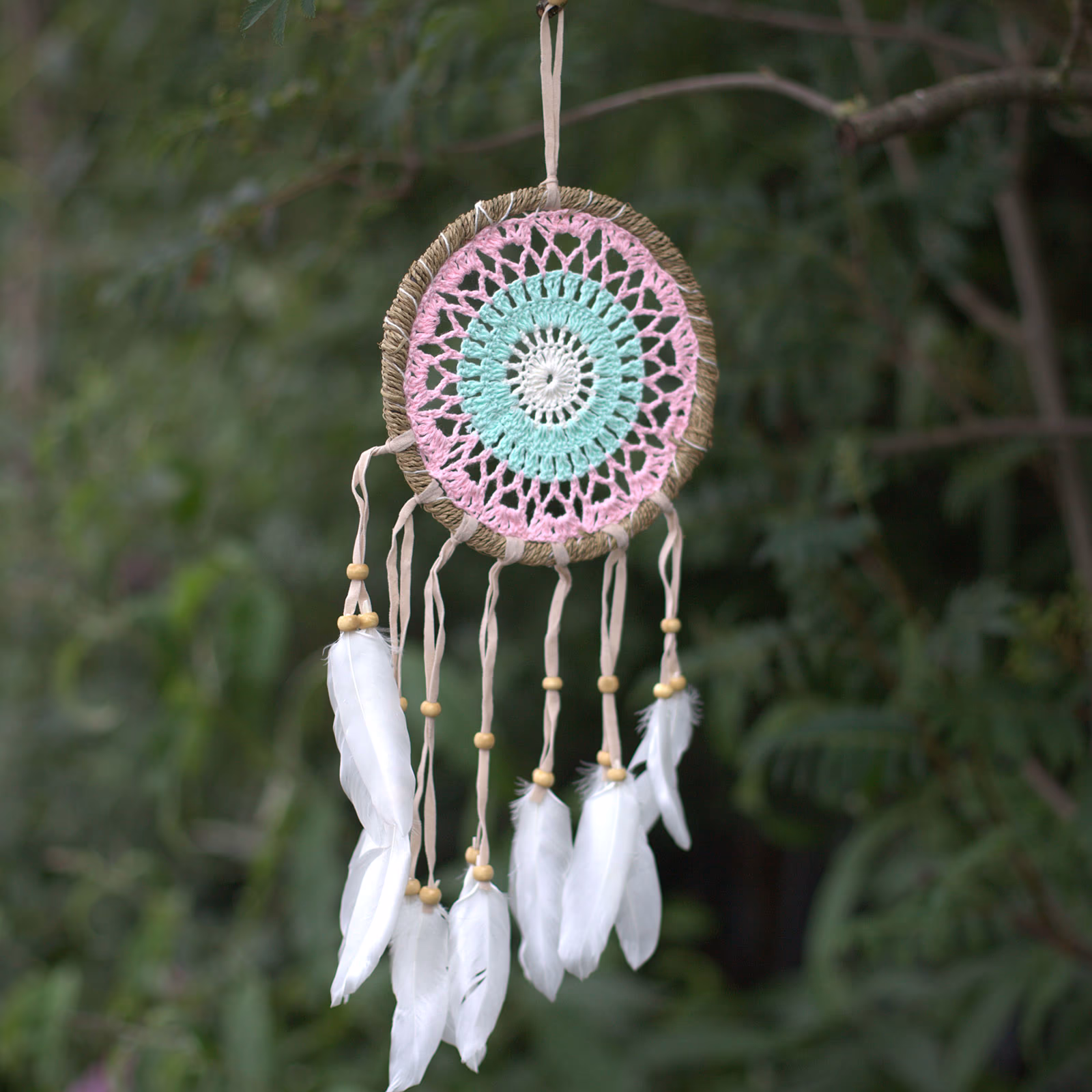 Makramee - Traumfänger - Pastellrosa - 16cm - Sortierte Farben 1 Makramee - Traumfänger - Pastellrosa - 16Cm - Sortierte Farben