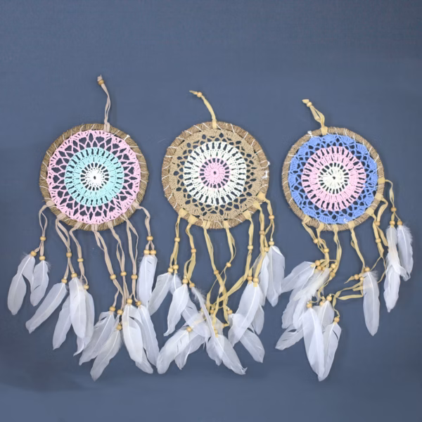 Makrame Drømmefanger Pastellrosa 16cm (I Flere Farger)