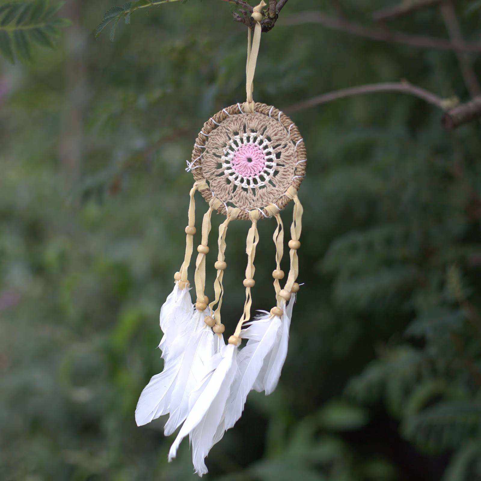 Pastel Pink Macramé Dream Catcher 9cm (asst. colours) 1 Pastel Pink Macramé Dream Catcher 9Cm (Asst. Colours)