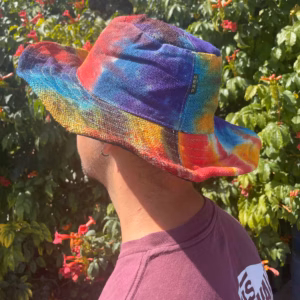 Patched and Wired Hemp & Cotton Boho Festival Hat - Tiedye