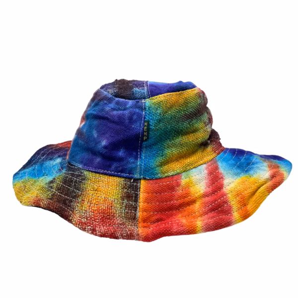 Patched and Wired Hemp & Cotton Boho Festival Hat - Tiedye