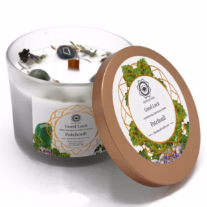 Patchouli og Grøn Aventurin Ædelstenslys - Good Luck