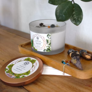 Patchouli og Grøn Aventurin Ædelstenslys - Good Luck