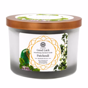Patchouli og Grøn Aventurin Ædelstenslys - Good Luck