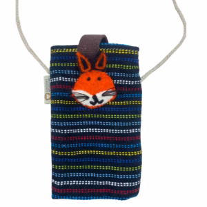 Handyhalter - Tasche in Schwarz und Mehrfarbig - Fuchs - Dekor