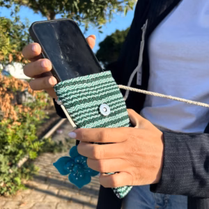 Handytasche Streifen Grün - Blumendekor