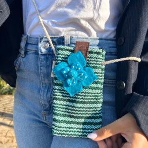 Handytasche Streifen Grün - Blumendekor
