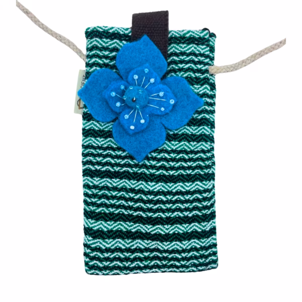 Handytasche Streifen Grün - Blumendekor