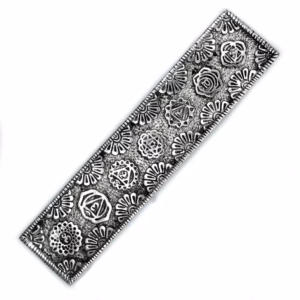Lang Røkelsesholder I Polert Aluminium Chakra 23cm