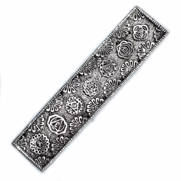 Polierter Chakra - Räucherstäbchenhalter aus Aluminium, lang,23cm