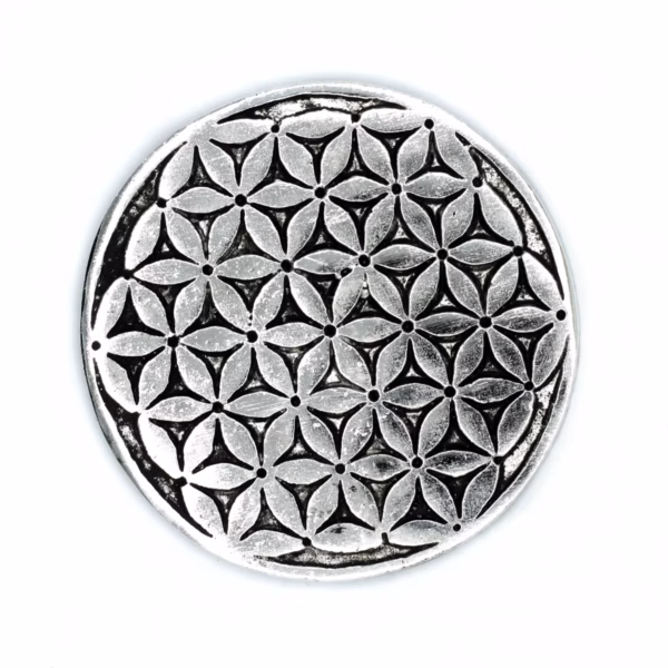Røgelsesholder Livets Blomst i Poleret Aluminium, 11cm