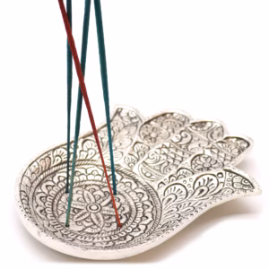 Porte - Encens Lrg Main de Fatma en Aluminium Poli 18x13cm
