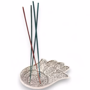 Porte - Encens Lrg Main de Fatma en Aluminium Poli 18x13cm