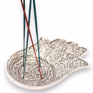 Porte - Encens Lrg Main de Fatma en Aluminium Poli 18x13cm