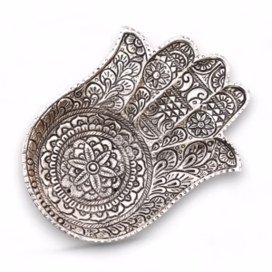 Porte - Encens Lrg Main de Fatma en Aluminium Poli 18x13cm