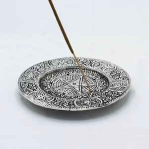 Porte - Encens Pentagone en Aluminium Poli 11,5cm