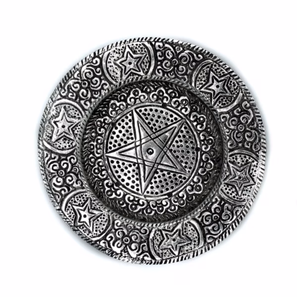 Porte - Encens Pentagone en Aluminium Poli 11,5cm