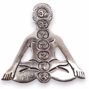 Sju Chakraer I Polert Aluminium Yoga Røkelsesholder 12x12cm
