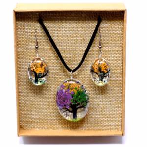 Schmuck mit Gepr. Blumen - Baum des Lebens Set - Bunt