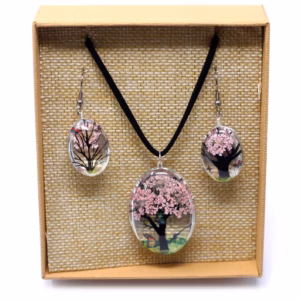 Sieraden met Geperste Bloemen - Levensboom Set - Roze