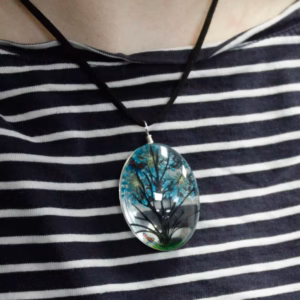 Bijoux Fleurs Pressées - Arbre de la Vie Set - Sarcelle