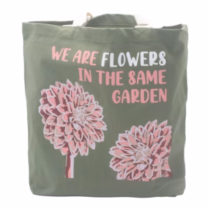 Bedrukte Katoenen Tas - Wij Zijn Bloemen - Olijf