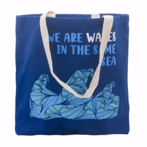 Bedrukte Katoenen Tas - We Are Waves - Blauw