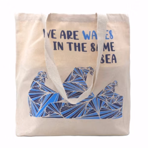 Bedrukte Katoenen Tas - We Are Waves - Blauw
