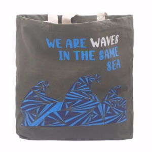 Bedrukte Katoenen Tas - We Are Waves - Blauw