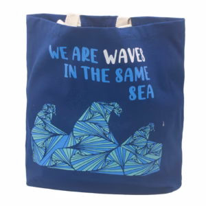 Bedrukte Katoenen Tas - We Are Waves - Blauw