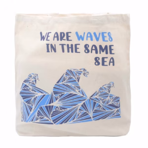 Bedrukte Katoenen Tas - We Are Waves - Blauw