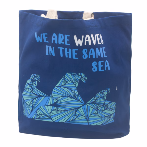 Printed Cotton Bag - We Are Waves - Blue