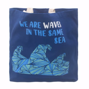 Bedrukte Katoenen Tas - We Are Waves - Blauw