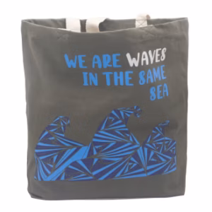 Bedrukte Katoenen Tas - We Are Waves - Grijs