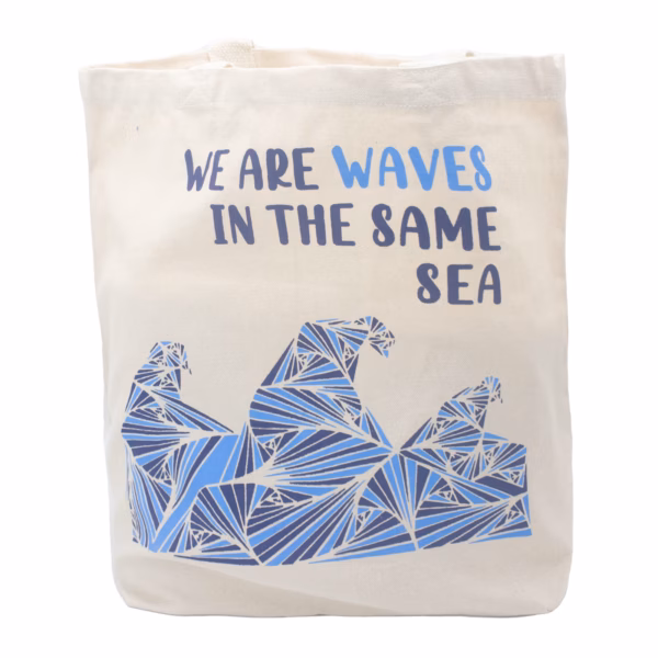 Bedruckte Baumwolltasche - We Are Waves - Natur