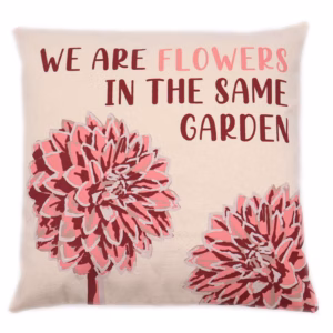 Printed Cotton Cushion Cover - We Are Flowers - Natural