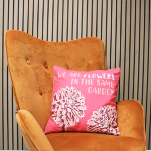 Printed Cotton Cushion Cover - We Are Flowers - Natural
