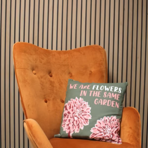 Printed Cotton Cushion Cover - We Are Flowers - Natural