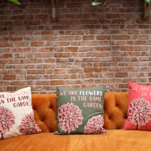 Printed Cotton Cushion Cover - We Are Flowers - Natural