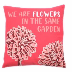 Printed Cotton Cushion Cover - We Are Flowers - Natural