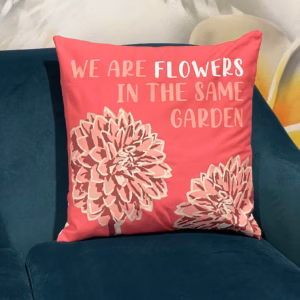 Bomull Putetrekk med Trykk - We Are Flowers - Rosa