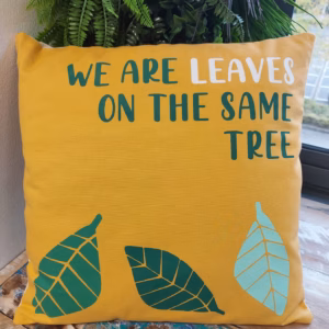 Printed Cotton Cushion Cover - We Are Leaves - Blue