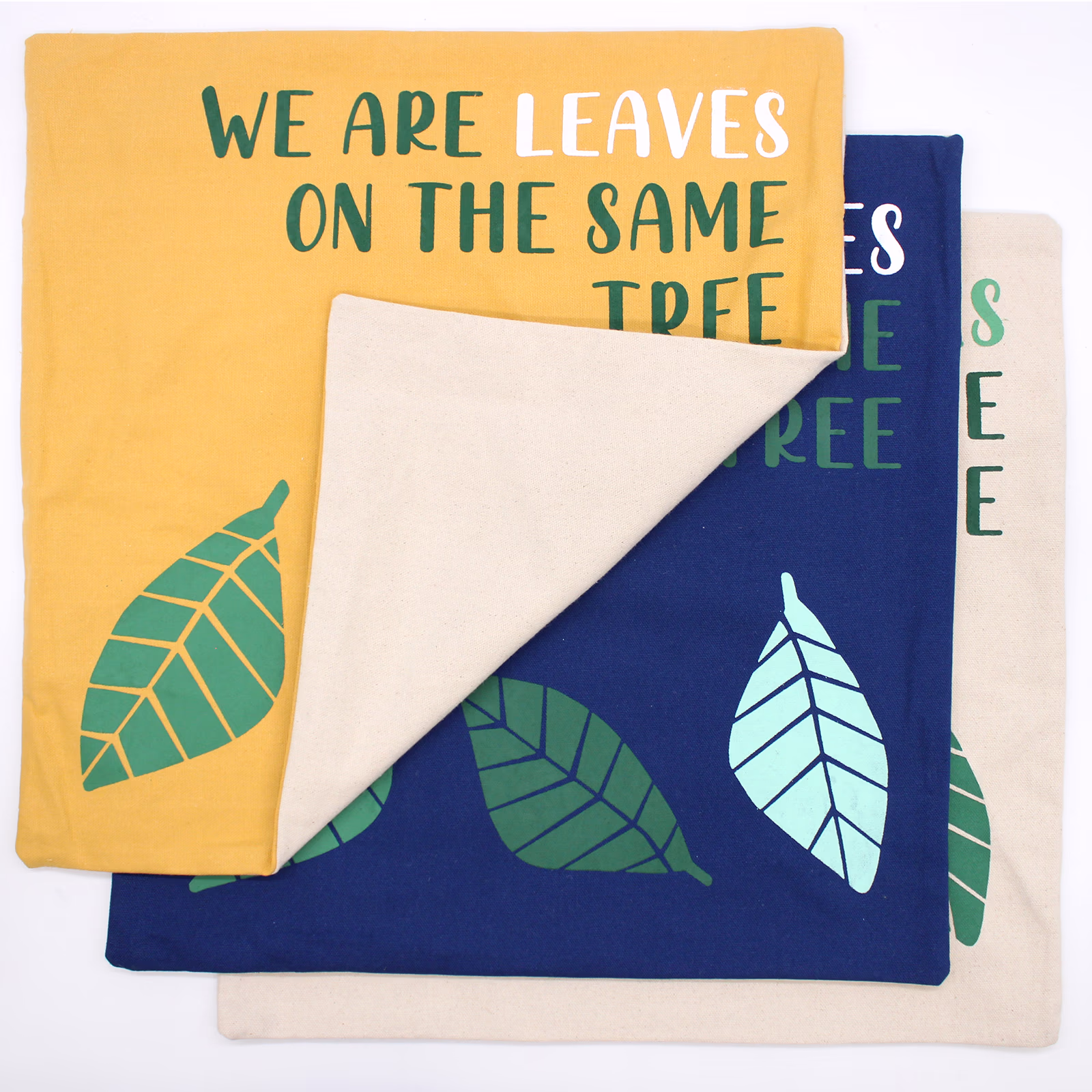 Printed Cotton Cushion Cover - We Are Leaves - Natural 11 Printed Cotton Cushion Cover - We Are Leaves - Natural