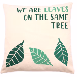 Printed Cotton Cushion Cover - We Are Leaves - Natural