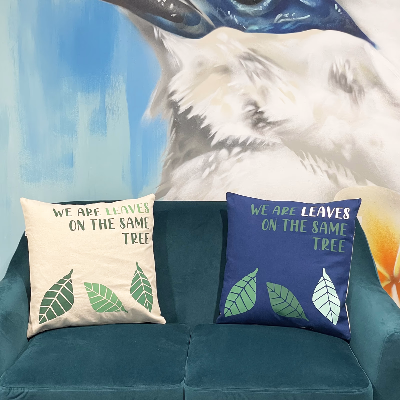 Printed Cotton Cushion Cover - We Are Leaves - Natural 7 Printed Cotton Cushion Cover - We Are Leaves - Natural