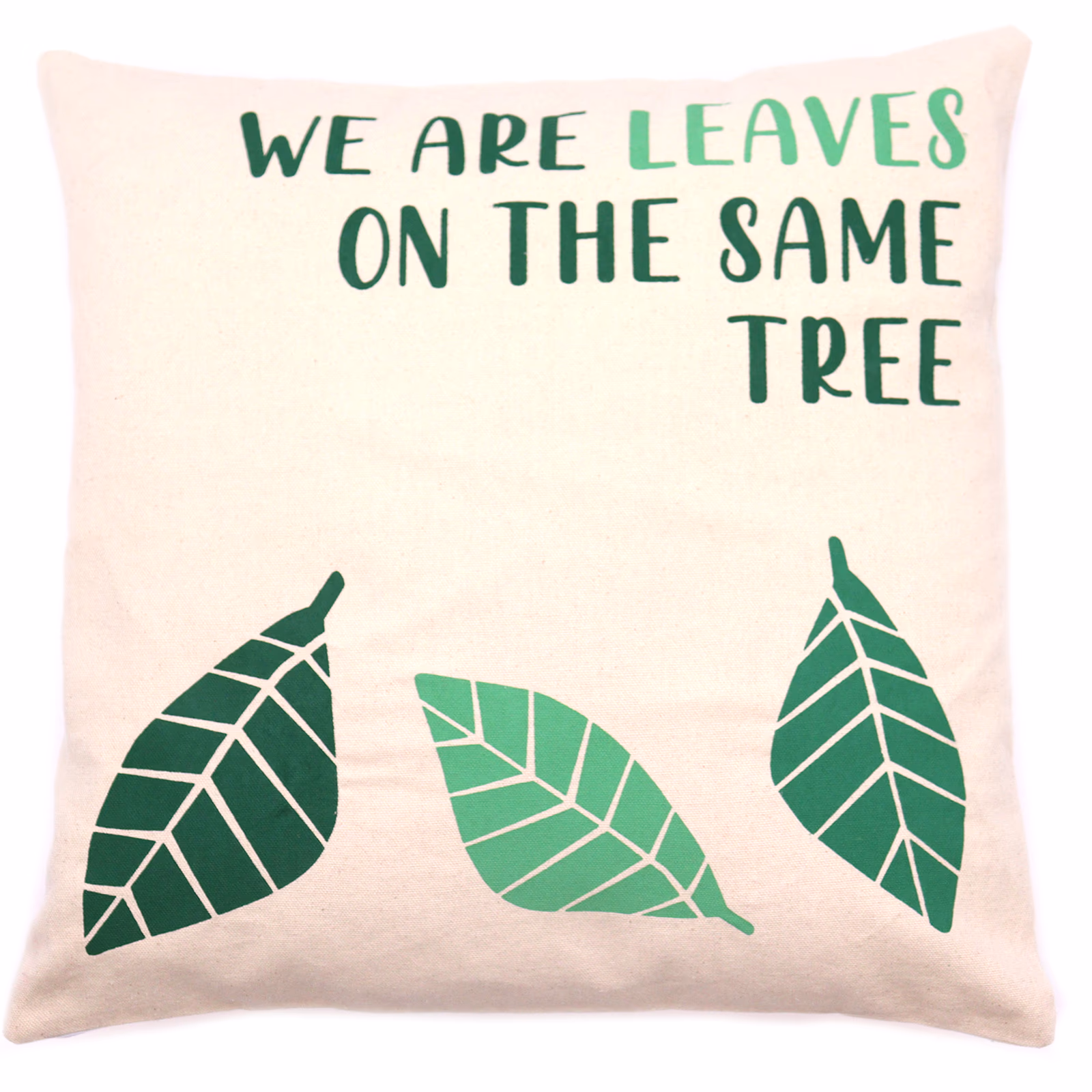 Printed Cotton Cushion Cover - We Are Leaves - Natural 1 Printed Cotton Cushion Cover - We Are Leaves - Natural